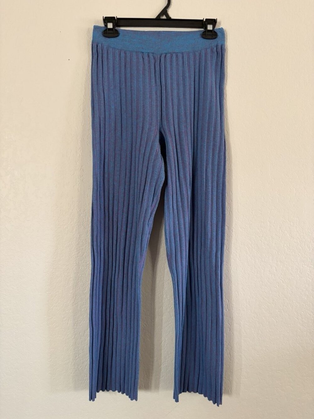 Paloma Wool Brand Ribbed Knit Viscose Pants Blue Sz Large